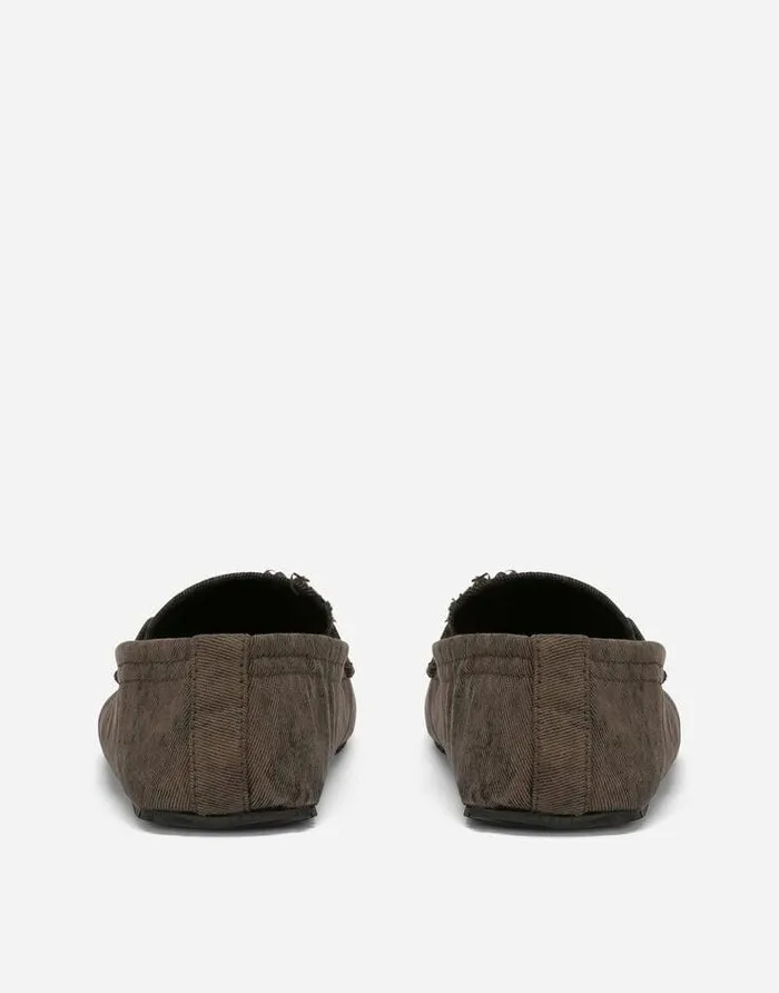 Dolce and Gabbana Loafers And Moccasins Men Patchwork Denim Loafers With Logo Tag Brown Dolce and Gabbana Loafers And Moccasins Men Patchwork Denim Loafers With Logo Tag Brown