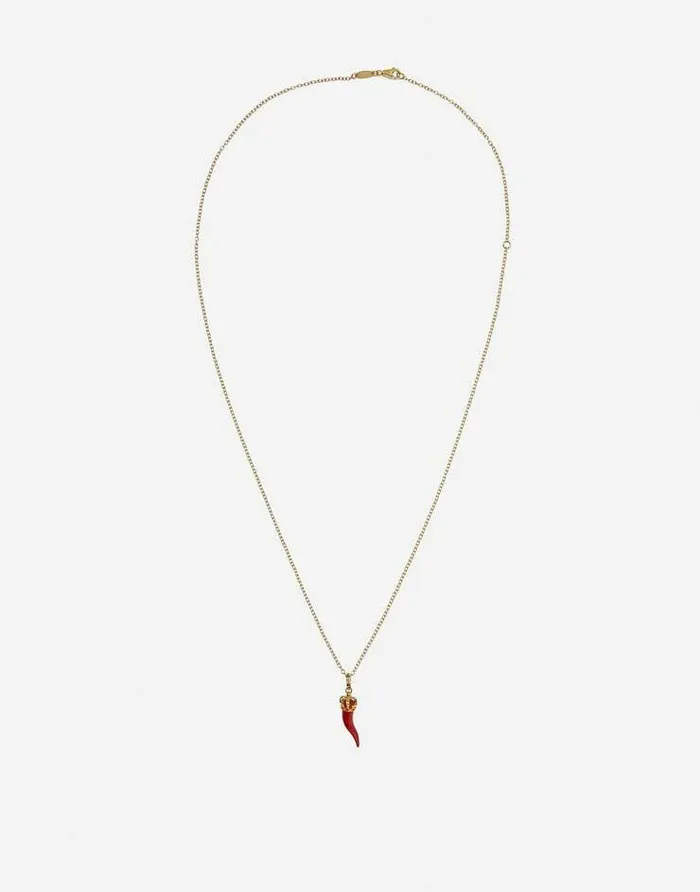 Dolce and Gabbana Necklaces Men Good Luck Pendant In Enamelled Yellow Gold Gold Dolce and Gabbana Necklaces Men Good Luck Pendant In Enamelled Yellow Gold Gold