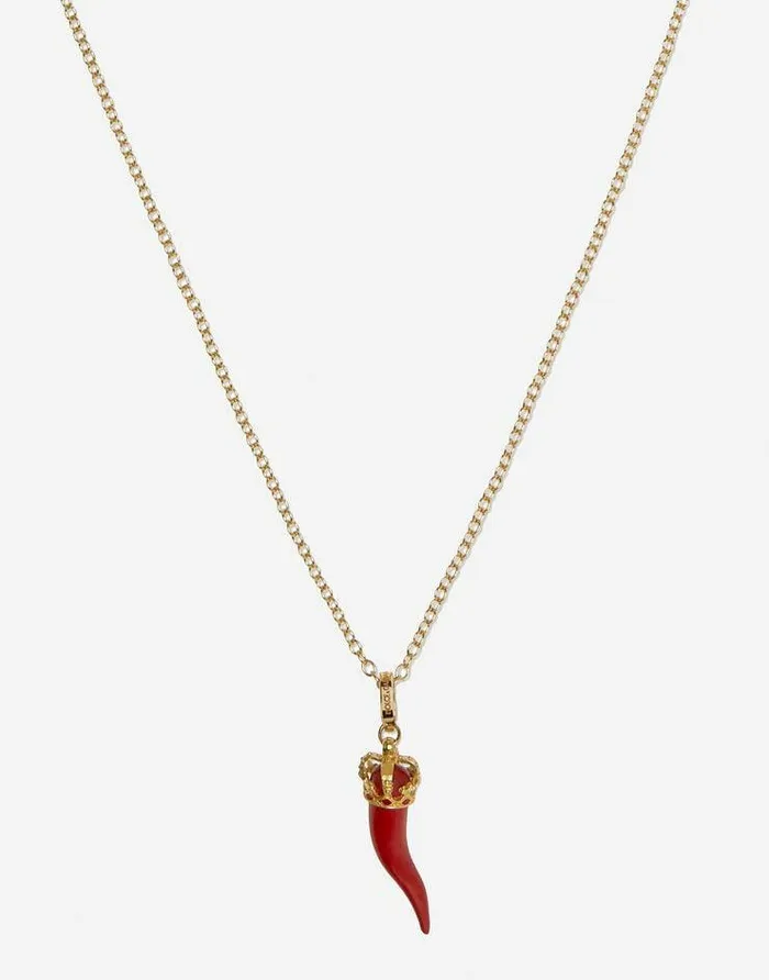 Dolce and Gabbana Necklaces Men Good Luck Pendant In Enamelled Yellow Gold Gold Dolce and Gabbana Necklaces Men Good Luck Pendant In Enamelled Yellow Gold Gold
