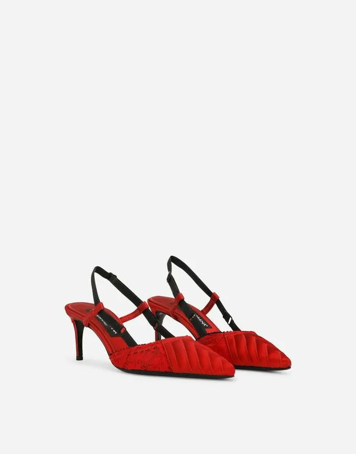 Dolce and Gabbana Pumps And Slingback Women Corsetstyle Satin Slingbacks Red Dolce and Gabbana Pumps And Slingback Women Corsetstyle Satin Slingbacks Red
