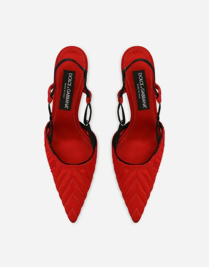 Dolce and Gabbana Pumps And Slingback Women Corsetstyle Satin Slingbacks Red Dolce and Gabbana Pumps And Slingback Women Corsetstyle Satin Slingbacks Red