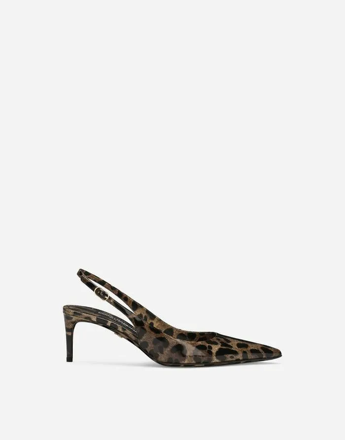 Dolce and Gabbana Pumps And Slingback Women Printed Polished Calfskin Slingbacks Animal Print Dolce and Gabbana Pumps And Slingback Women Printed Polished Calfskin Slingbacks Animal Print