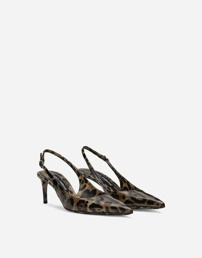 Dolce and Gabbana Pumps And Slingback Women Printed Polished Calfskin Slingbacks Animal Print Dolce and Gabbana Pumps And Slingback Women Printed Polished Calfskin Slingbacks Animal Print