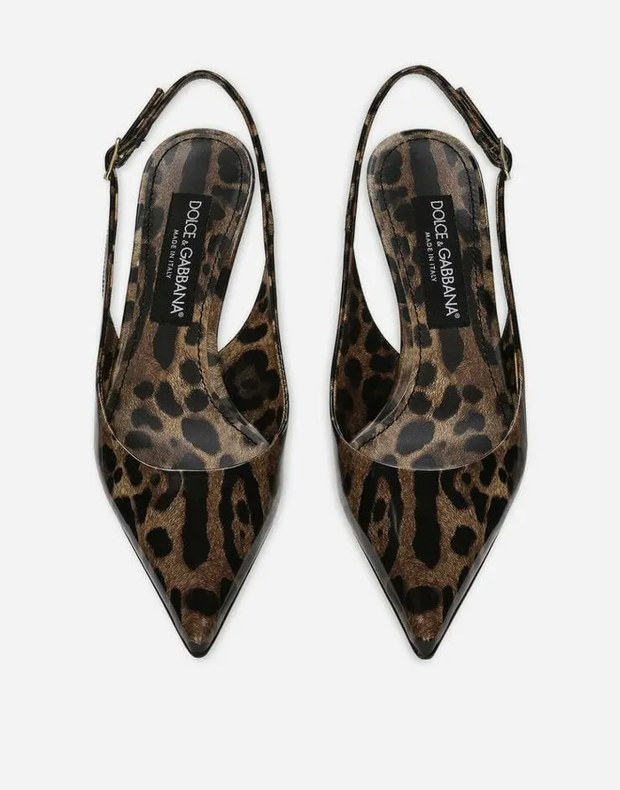 Dolce and Gabbana Pumps And Slingback Women Printed Polished Calfskin Slingbacks Animal Print Dolce and Gabbana Pumps And Slingback Women Printed Polished Calfskin Slingbacks Animal Print