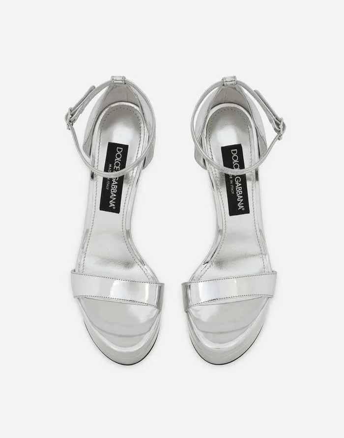 Dolce and Gabbana Sandals And Wedges Women Mirroredeffect Calfskin Platform Sandals Silver Dolce and Gabbana Sandals And Wedges Women Mirroredeffect Calfskin Platform Sandals Silver