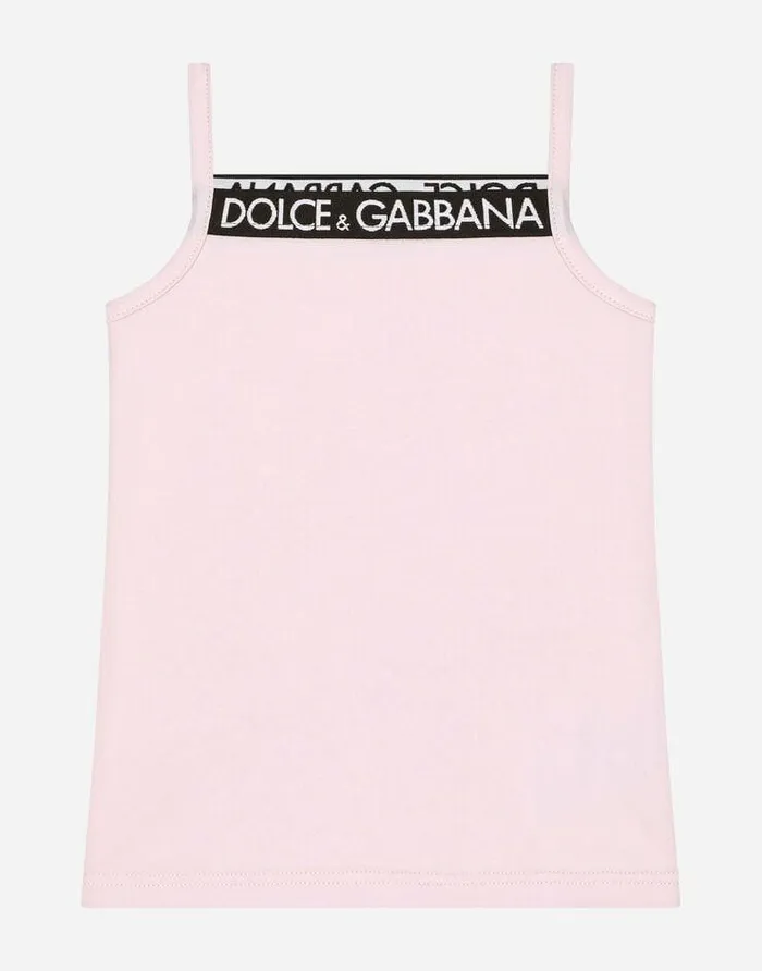 Dolce and Gabbana Shirts And Tops Children Jersey Tank Top With DolceandGabbana Logo Pink Dolce and Gabbana Shirts And Tops Children Jersey Tank Top With DolceandGabbana Logo Pink