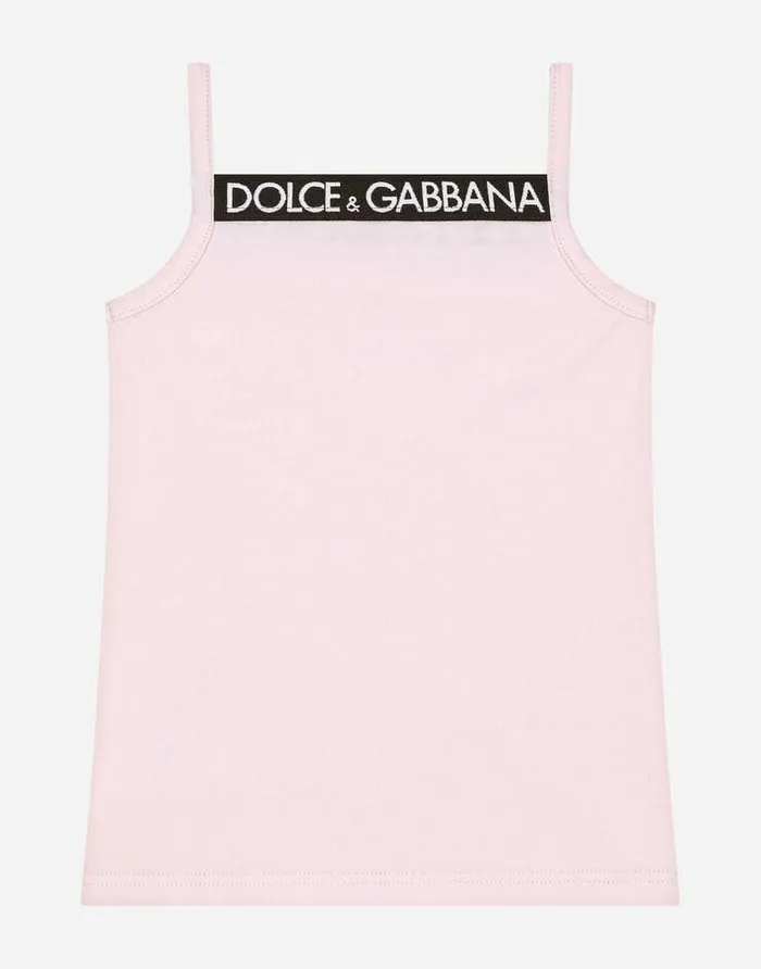Dolce and Gabbana Shirts And Tops Children Jersey Tank Top With DolceandGabbana Logo Pink Dolce and Gabbana Shirts And Tops Children Jersey Tank Top With DolceandGabbana Logo Pink