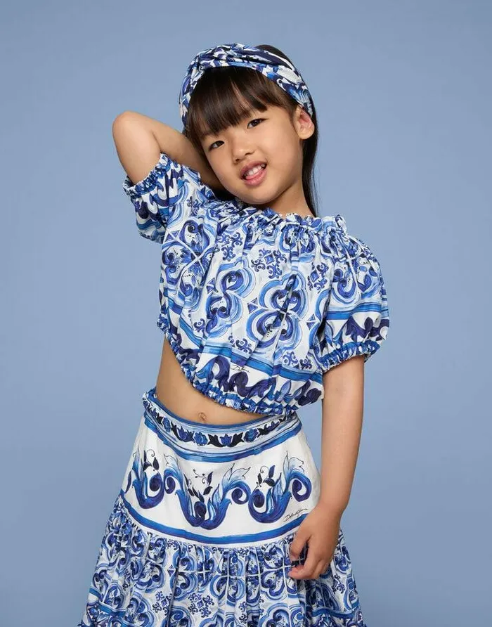 Dolce and Gabbana Shirts And Tops Children Majolicaprint Poplin Top Multicolor Dolce and Gabbana Shirts And Tops Children Majolicaprint Poplin Top Multicolor