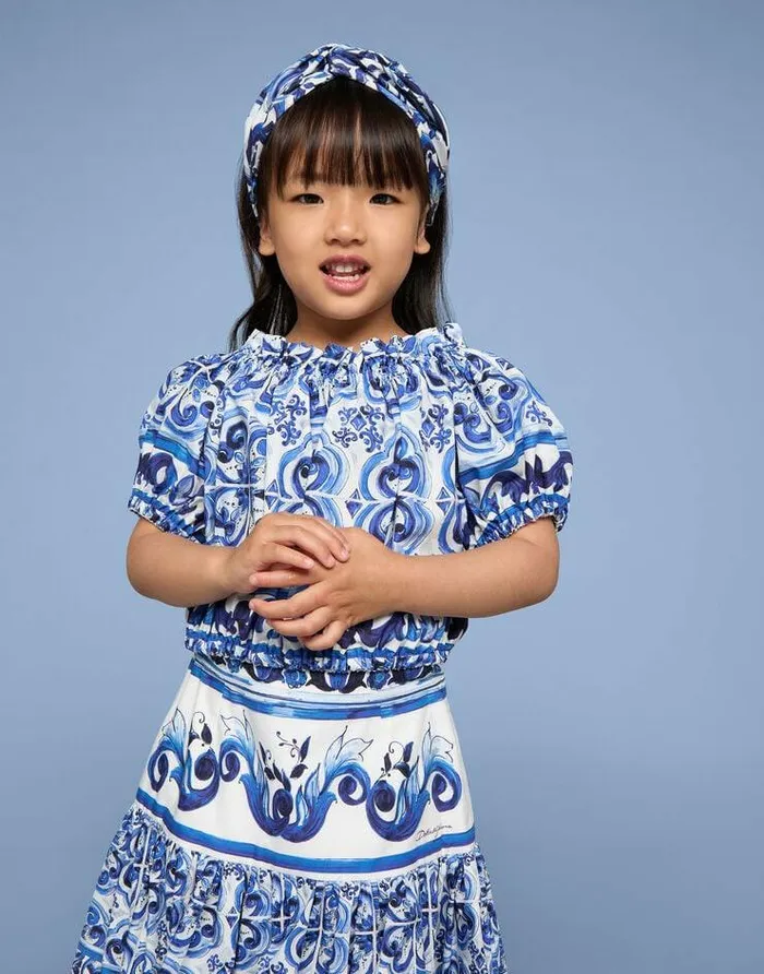 Dolce and Gabbana Shirts And Tops Children Majolicaprint Poplin Top Multicolor Dolce and Gabbana Shirts And Tops Children Majolicaprint Poplin Top Multicolor