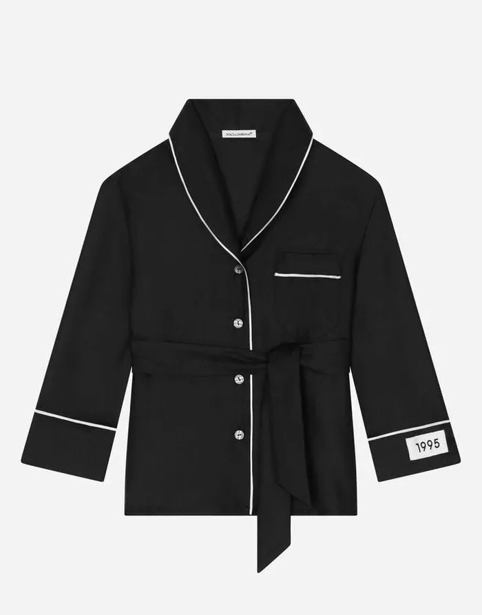 Dolce and Gabbana Shirts And Tops Children Silk Twill Pajama Shirt Black