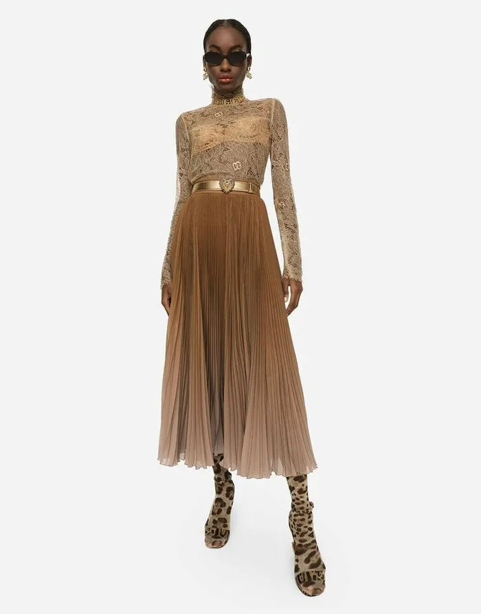 Dolce and Gabbana Shirts And Tops Women Floral Lace Turtleneck Blouse Beige Dolce and Gabbana Shirts And Tops Women Floral Lace Turtleneck Blouse Beige