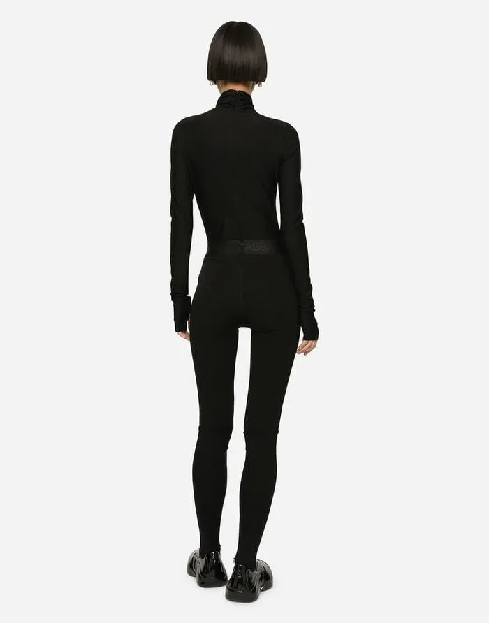 Dolce and Gabbana Shirts And Tops Women Jersey Turtleneck Bodysuit With DG Logo Black Dolce and Gabbana Shirts And Tops Women Jersey Turtleneck Bodysuit With DG Logo Black