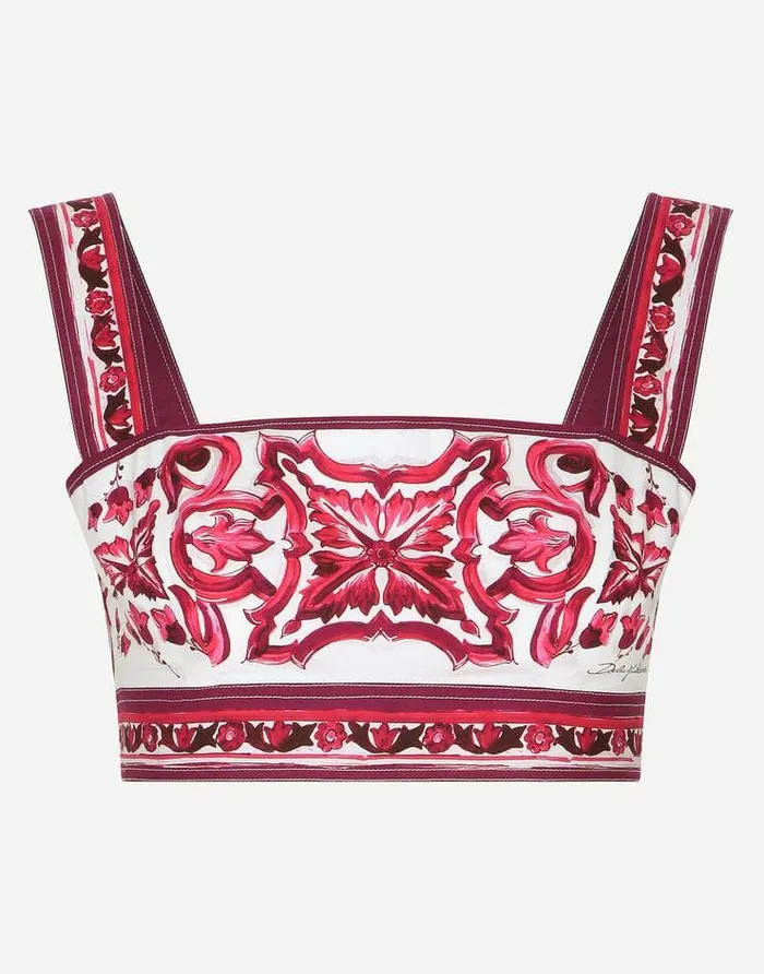 Dolce and Gabbana Shirts And Tops Women Majolicaprint Poplin Top Multicolor