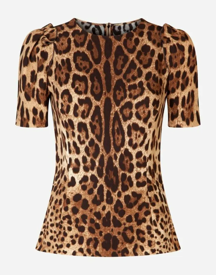 Dolce and Gabbana Shirts And Tops Women Shortsleeved Leopardprint Cady Top Multicolor Dolce and Gabbana Shirts And Tops Women Shortsleeved Leopardprint Cady Top Multicolor