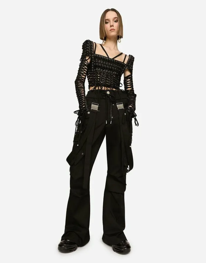 Dolce and Gabbana Shirts And Tops Women Top With Laces And Eyelets Multicolor Dolce and Gabbana Shirts And Tops Women Top With Laces And Eyelets Multicolor