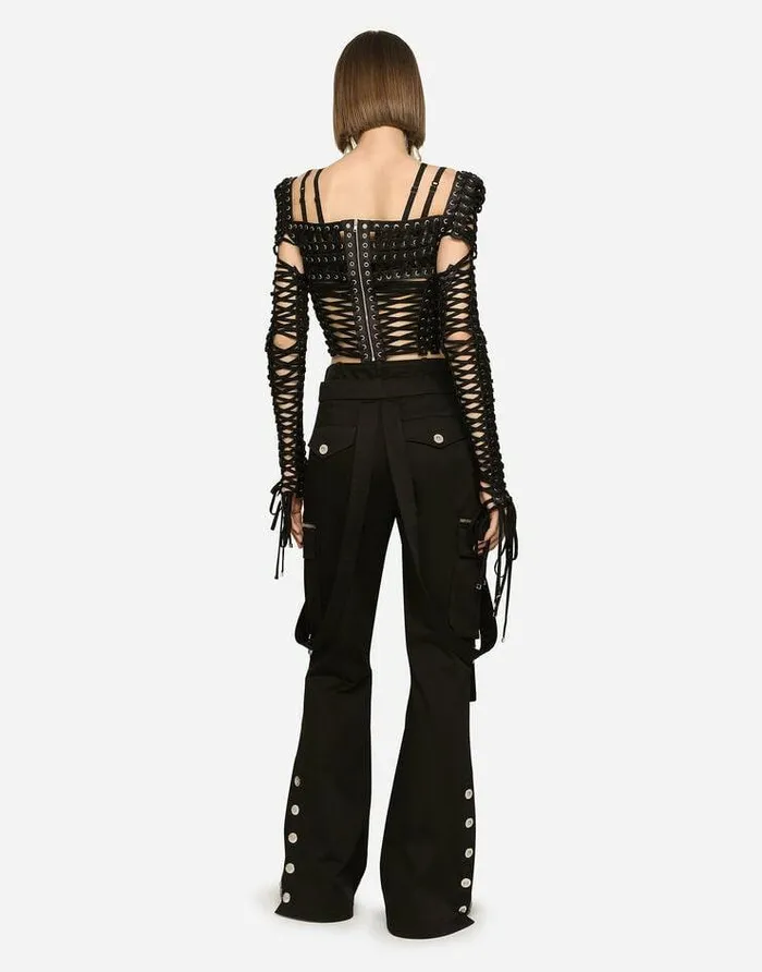 Dolce and Gabbana Shirts And Tops Women Top With Laces And Eyelets Multicolor Dolce and Gabbana Shirts And Tops Women Top With Laces And Eyelets Multicolor