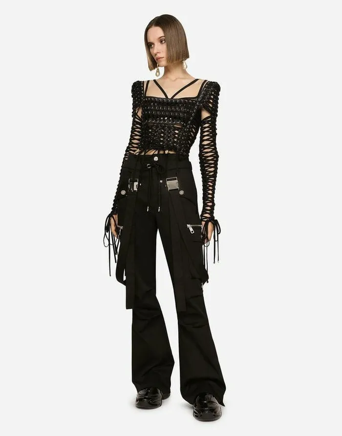 Dolce and Gabbana Shirts And Tops Women Top With Laces And Eyelets Multicolor Dolce and Gabbana Shirts And Tops Women Top With Laces And Eyelets Multicolor