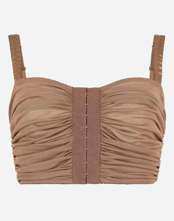 Dolce and Gabbana Shirts And Tops Women Viscose Jersey Top With Hookandeye Fastenings Brown Dolce and Gabbana Shirts And Tops Women Viscose Jersey Top With Hookandeye Fastenings Brown