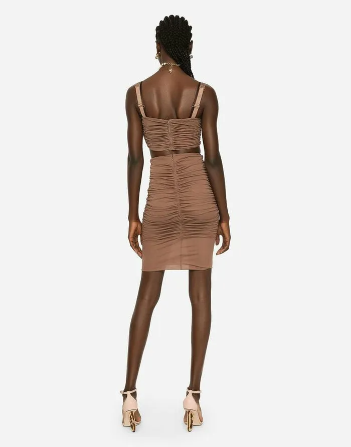 Dolce and Gabbana Shirts And Tops Women Viscose Jersey Top With Hookandeye Fastenings Brown Dolce and Gabbana Shirts And Tops Women Viscose Jersey Top With Hookandeye Fastenings Brown