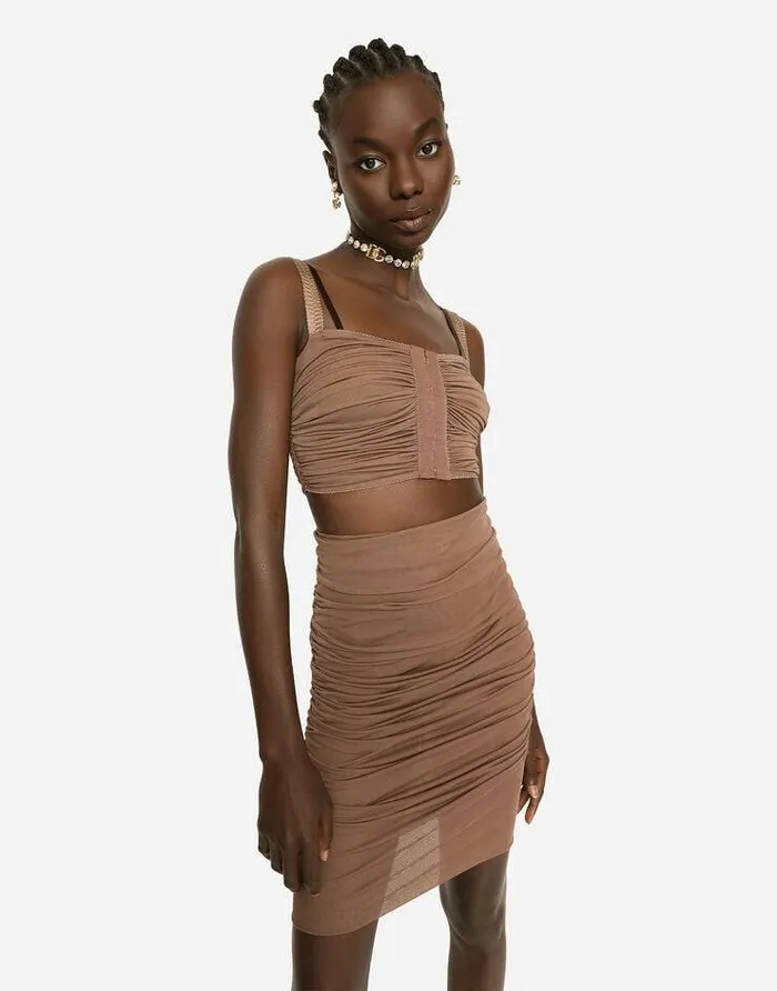 Dolce and Gabbana Shirts And Tops Women Viscose Jersey Top With Hookandeye Fastenings Brown Dolce and Gabbana Shirts And Tops Women Viscose Jersey Top With Hookandeye Fastenings Brown