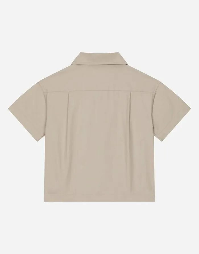 Dolce and Gabbana Shirts Children Drill Shirt With DG Logo Patch Beige Dolce and Gabbana Shirts Children Drill Shirt With DG Logo Patch Beige