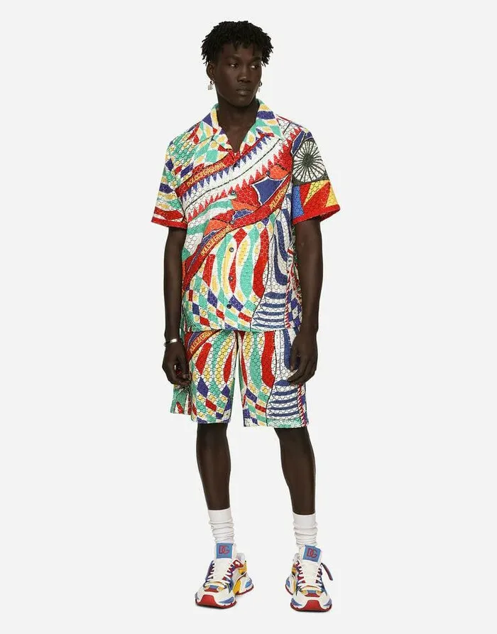 Dolce and Gabbana Shirts Men Carrettoprint Crochet Hawaiian Shirt Multicolor Dolce and Gabbana Shirts Men Carrettoprint Crochet Hawaiian Shirt Multicolor