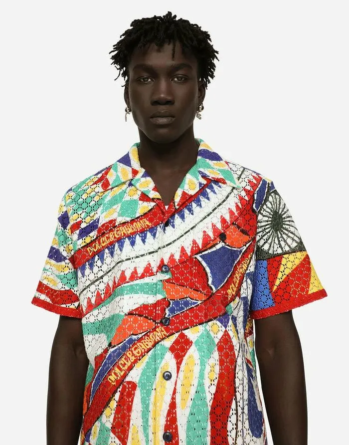 Dolce and Gabbana Shirts Men Carrettoprint Crochet Hawaiian Shirt Multicolor Dolce and Gabbana Shirts Men Carrettoprint Crochet Hawaiian Shirt Multicolor
