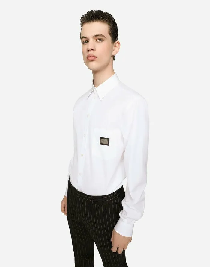 Dolce and Gabbana Shirts Men Cotton Martinifit Shirt With Branded Tag White Dolce and Gabbana Shirts Men Cotton Martinifit Shirt With Branded Tag White
