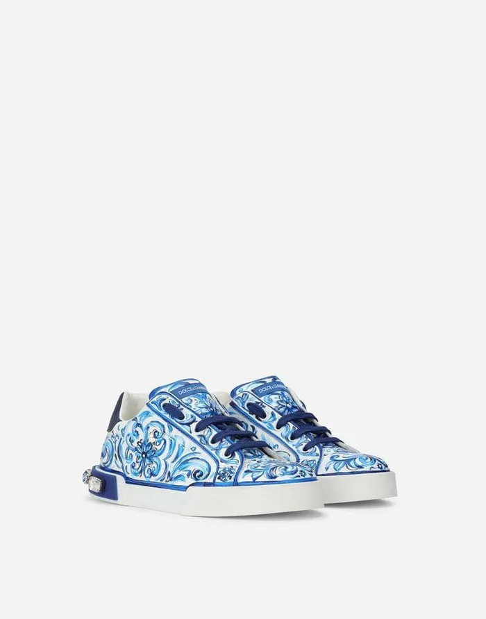 Dolce and Gabbana Shoes 2438 Children Majolicaprint Portofino Light Sneakers Multicolor