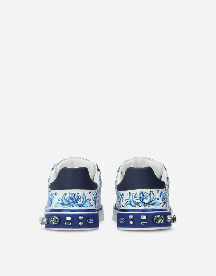 Dolce and Gabbana Shoes 2438 Children Majolicaprint Portofino Light Sneakers Multicolor
