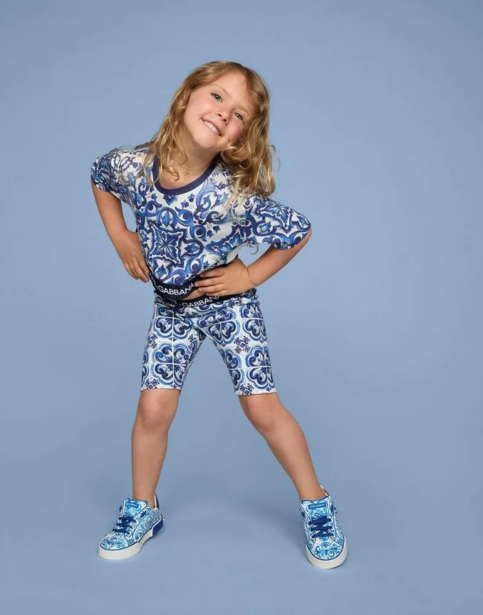 Dolce and Gabbana Shoes 2438 Children Majolicaprint Portofino Light Sneakers Multicolor