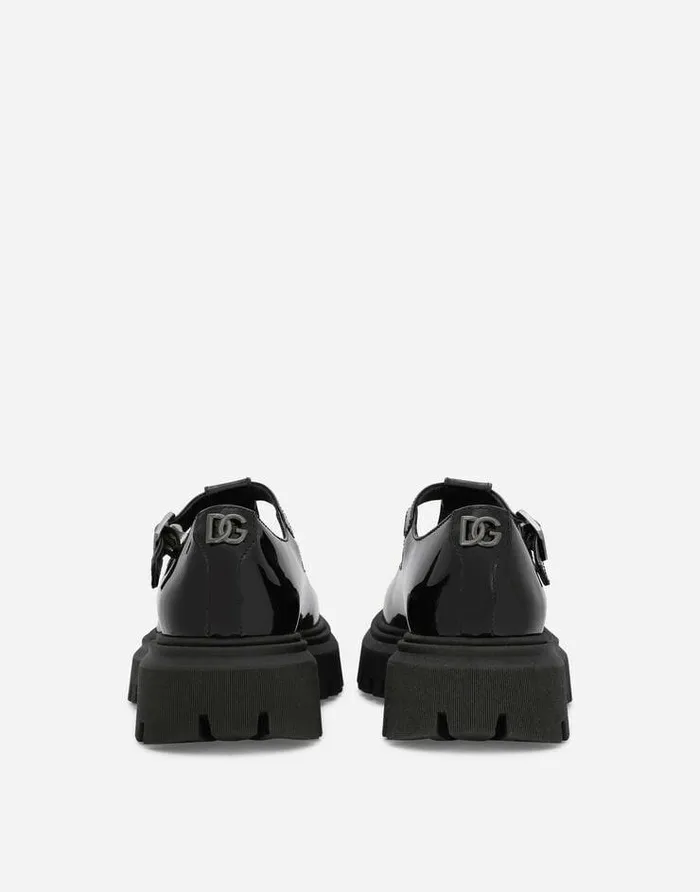 Dolce and Gabbana Shoes 2438 Children Twohole Patent Leather Ballet Flats Black Dolce and Gabbana Shoes 2438 Children Twohole Patent Leather Ballet Flats Black