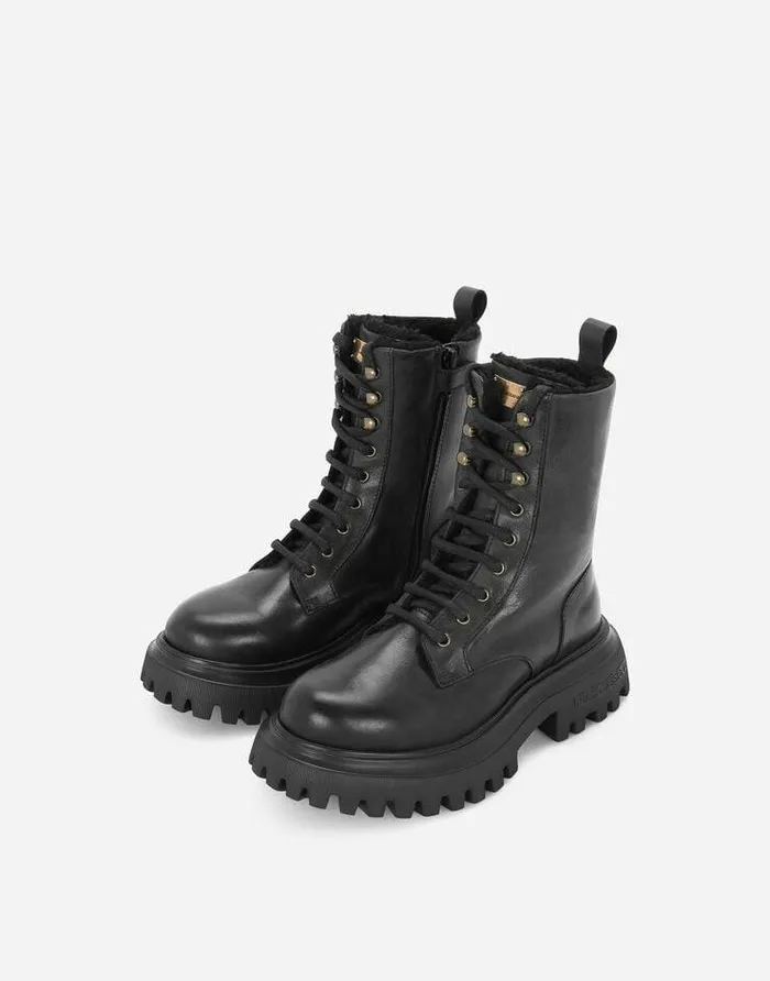 Dolce and Gabbana Shoes 2438 Children Vintage Calfskin Hi Trekking Ankle Boots Black Dolce and Gabbana Shoes 2438 Children Vintage Calfskin Hi Trekking Ankle Boots Black