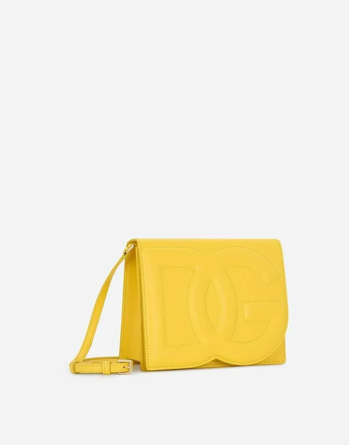 Dolce and Gabbana Shoulder And Crossbody Bags Women Calfskin DG Logo Crossbody Bag Yellow