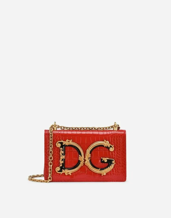 Dolce and Gabbana Shoulder And Crossbody Bags Women Crocodileprint Calfskin DG Girls Bag Red Dolce and Gabbana Shoulder And Crossbody Bags Women Crocodileprint Calfskin DG Girls Bag Red