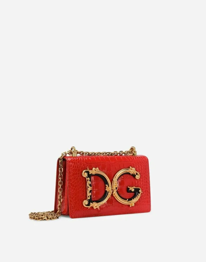 Dolce and Gabbana Shoulder And Crossbody Bags Women Crocodileprint Calfskin DG Girls Bag Red Dolce and Gabbana Shoulder And Crossbody Bags Women Crocodileprint Calfskin DG Girls Bag Red