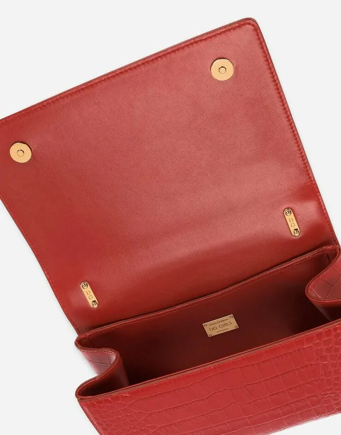 Dolce and Gabbana Shoulder And Crossbody Bags Women Crocodileprint Calfskin DG Girls Bag Red Dolce and Gabbana Shoulder And Crossbody Bags Women Crocodileprint Calfskin DG Girls Bag Red