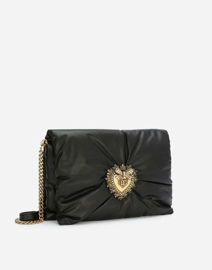 Dolce and Gabbana Shoulder And Crossbody Bags Women Medium Calfskin Devotion Soft Bag Black Dolce and Gabbana Shoulder And Crossbody Bags Women Medium Calfskin Devotion Soft Bag Black