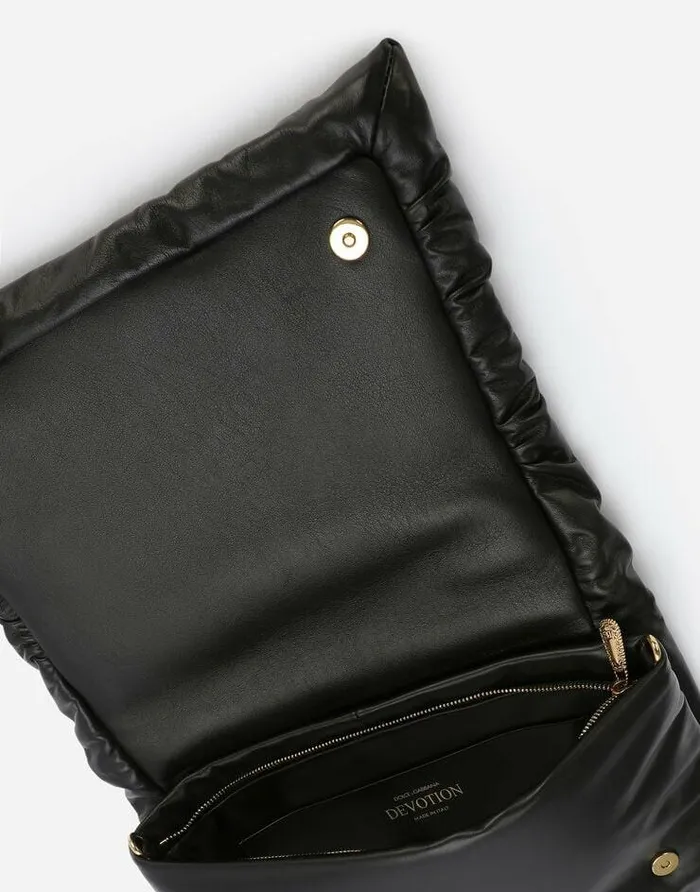 Dolce and Gabbana Shoulder And Crossbody Bags Women Medium Calfskin Devotion Soft Bag Black Dolce and Gabbana Shoulder And Crossbody Bags Women Medium Calfskin Devotion Soft Bag Black