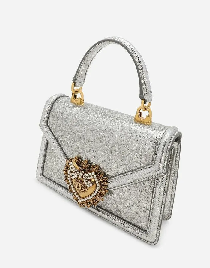 Dolce and Gabbana Shoulder And Crossbody Bags Women Small Devotion Tophandle Bag Silver Dolce and Gabbana Shoulder And Crossbody Bags Women Small Devotion Tophandle Bag Silver