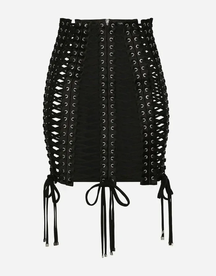Dolce and Gabbana Skirts Women Miniskirt With Laces And Eyelets Black