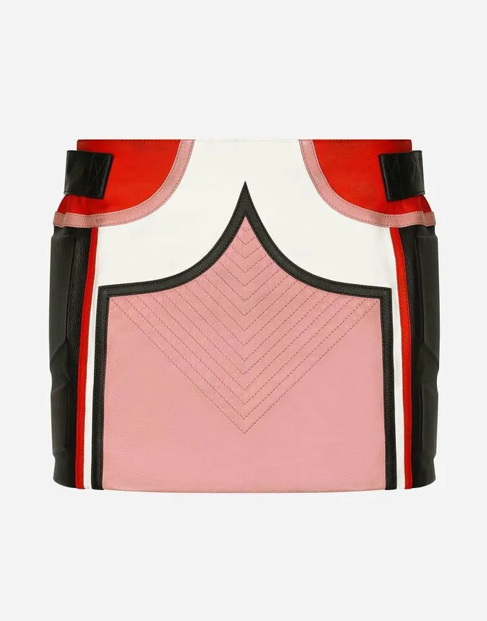Dolce and Gabbana Skirts Women Multicolor Leather Miniskirt Multicolor