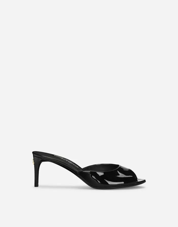 Dolce and Gabbana Slides And Mules Women Patent Leather Mules Black