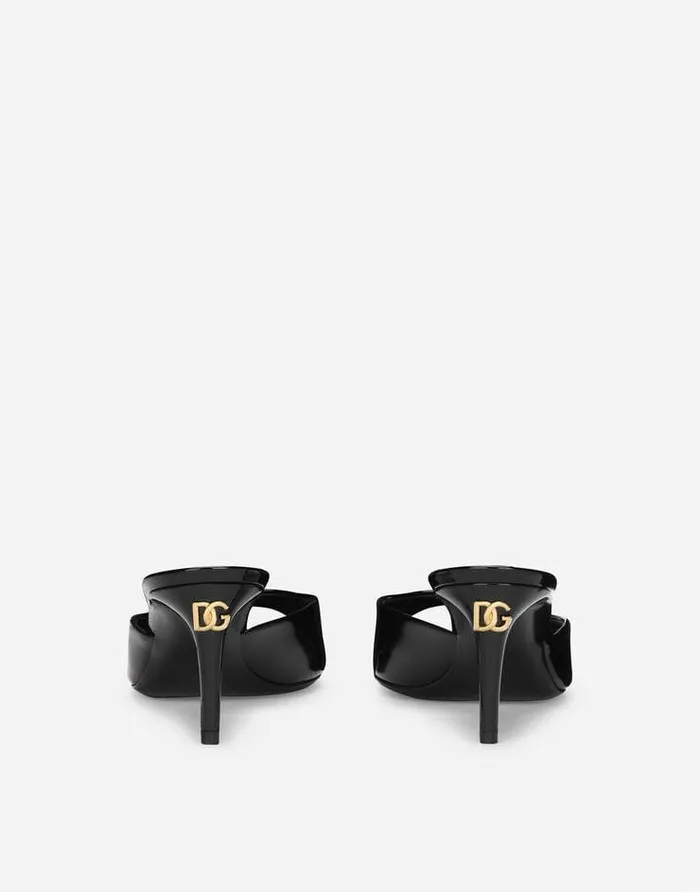 Dolce and Gabbana Slides And Mules Women Patent Leather Mules Black Dolce and Gabbana Slides And Mules Women Patent Leather Mules Black