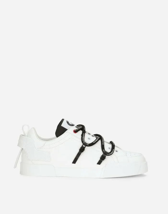 Dolce and Gabbana Sneakers Men Portofino Sneakers In Calfskin And Patent Leather Whiteblack Dolce and Gabbana Sneakers Men Portofino Sneakers In Calfskin And Patent Leather Whiteblack