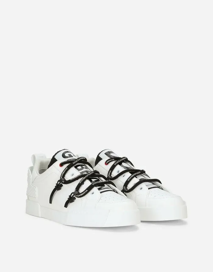 Dolce and Gabbana Sneakers Men Portofino Sneakers In Calfskin And Patent Leather Whiteblack Dolce and Gabbana Sneakers Men Portofino Sneakers In Calfskin And Patent Leather Whiteblack