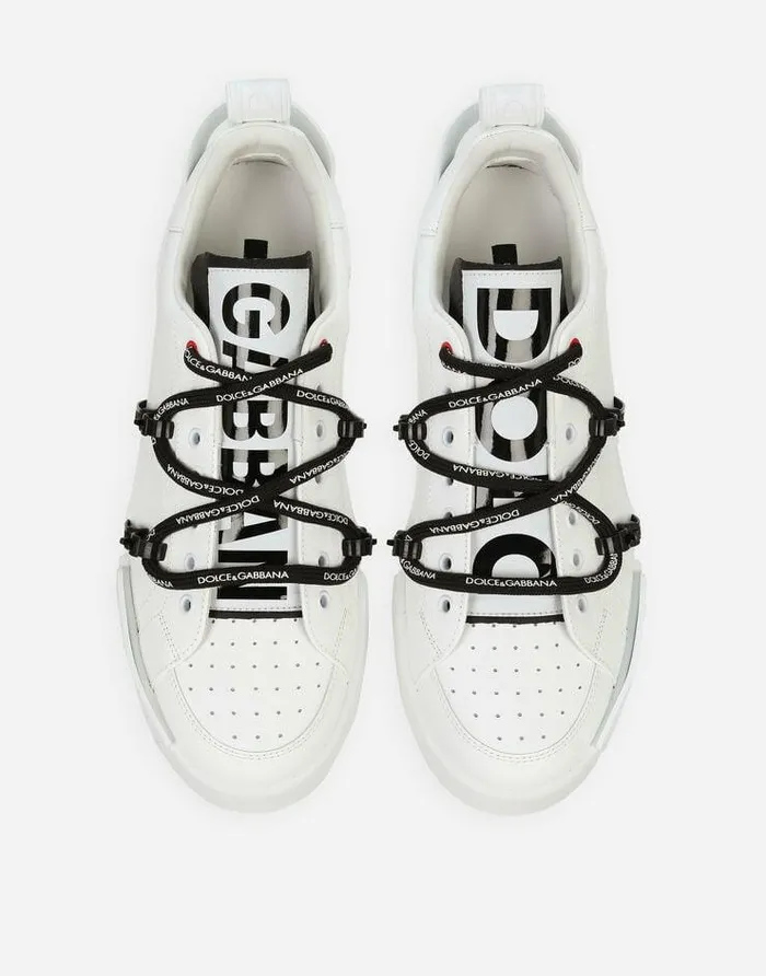 Dolce and Gabbana Sneakers Men Portofino Sneakers In Calfskin And Patent Leather Whiteblack Dolce and Gabbana Sneakers Men Portofino Sneakers In Calfskin And Patent Leather Whiteblack