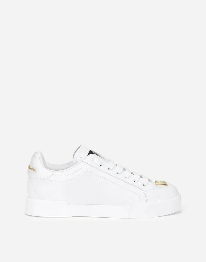 Dolce and Gabbana Sneakers Women Calfskin Nappa Portofino Sneakers White