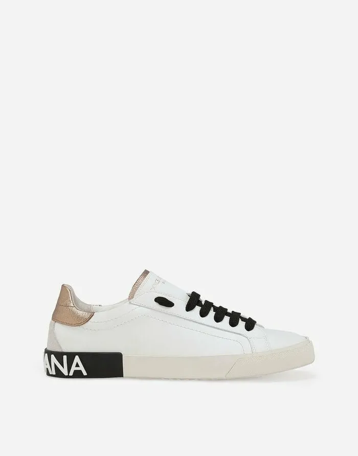 Dolce and Gabbana Sneakers Women Portofino Vintage Calfskin Sneakers White