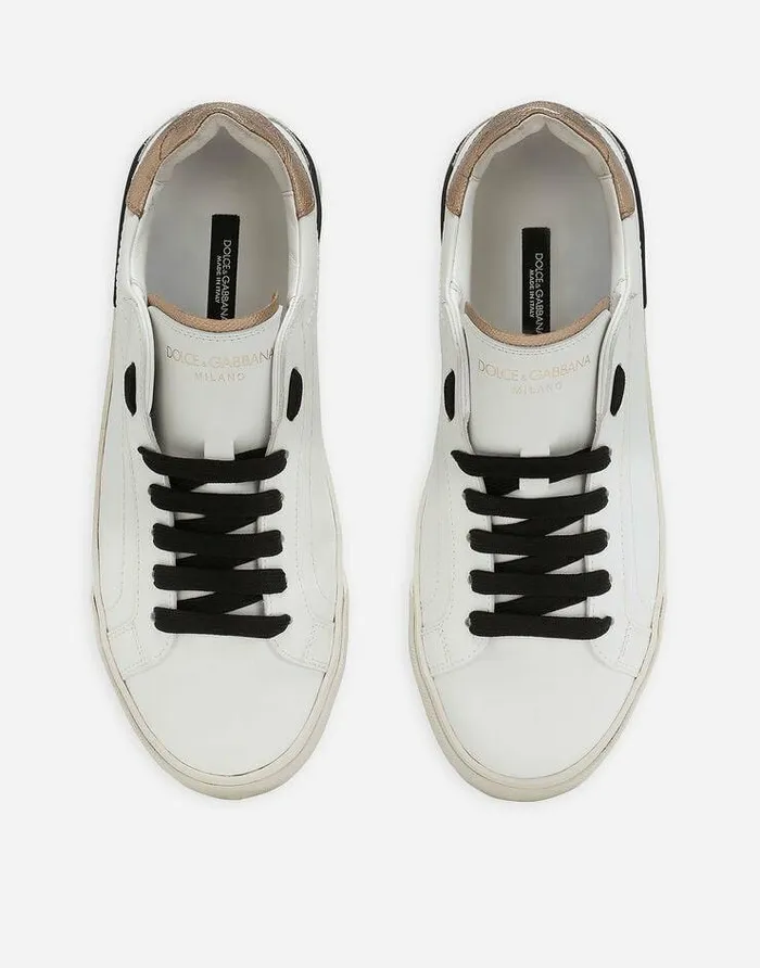 Dolce and Gabbana Sneakers Women Portofino Vintage Calfskin Sneakers White Dolce and Gabbana Sneakers Women Portofino Vintage Calfskin Sneakers White